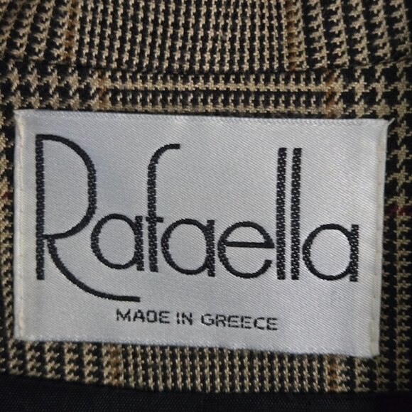 Rafaella Vintage Wool Blend Brown Plaid Blazer Dark Academia Size 10 - Picture 5 of 7